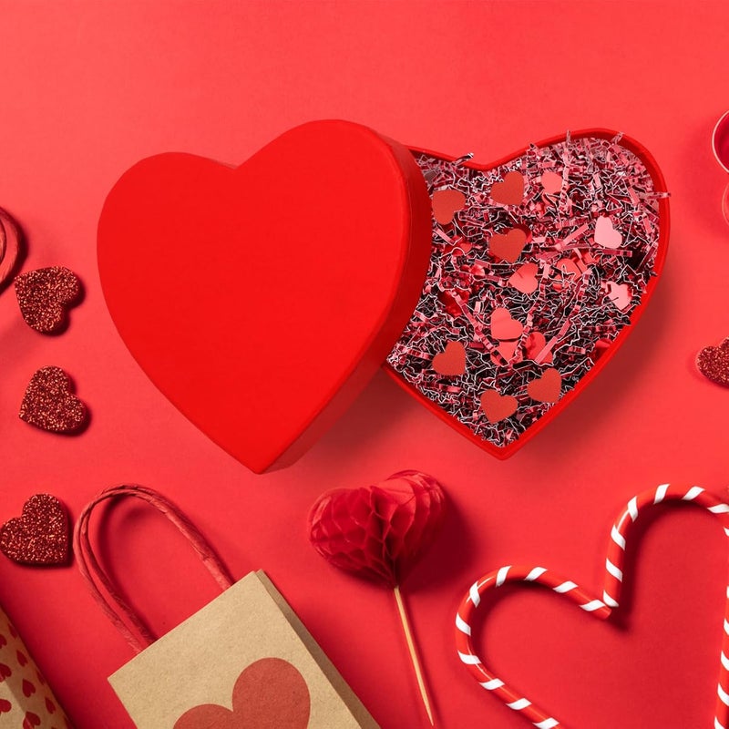 Jocomoni 1LB Valentine's Day Crinkle Cut Paper Shred Filler, Metallic Red Crinkle Cut Paper with Heart Confetti Shredded Paper Filler for Gift Wrapping Craft DIY Packaging Filling Party Supply - Image 5